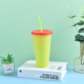 Amazon Hot Selling 16oz/24 oz custom Plastic Cold Water Color Changing Cup 24 oz Reusable Plastic Color Changing Tumblers